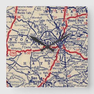 Reloj Cuadrado Austin TX Vintage 1941 Map