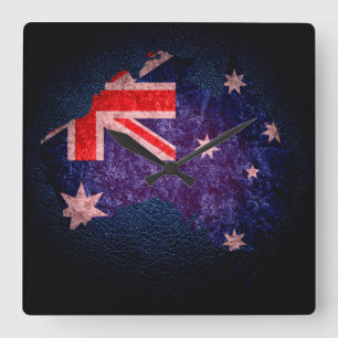 Reloj Cuadrado Australia Flag and Map #2