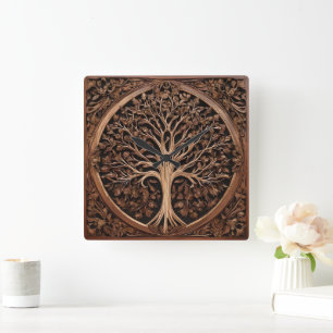 Reloj Cuadrado Australia: Impresión de madera de Waratah,