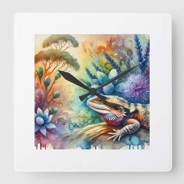 Reloj Cuadrado Australian Lizard 210824AREF144 - Watercolor (Anverso)