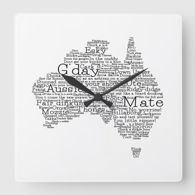 Reloj Cuadrado Australian slang map (Anverso)