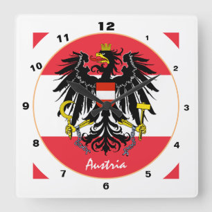 Reloj Cuadrado Austrian Flag, Eagle & Austria fashion /design