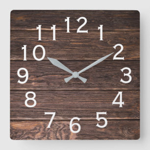 Reloj Cuadrado Auténtico aspecto madera oscura