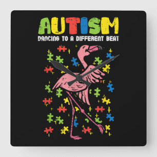 Reloj Cuadrado Autismo Bailando Diferentes Golpes Flamingo Cute
