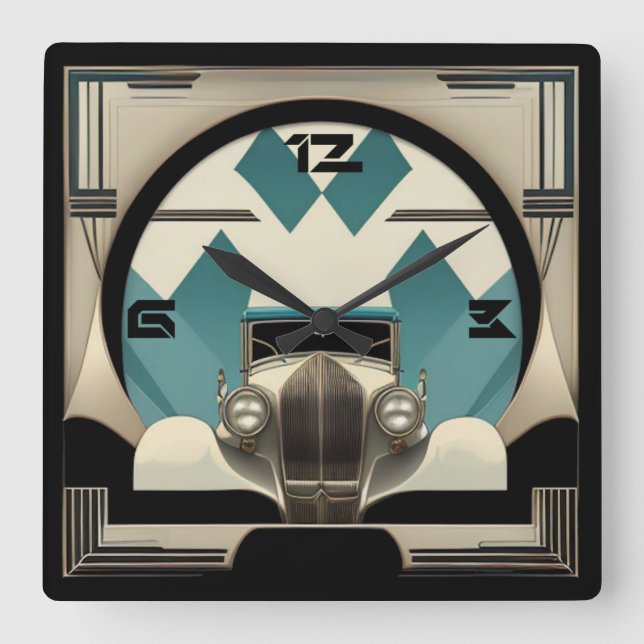Reloj Cuadrado Auto Art Deco (Anverso)
