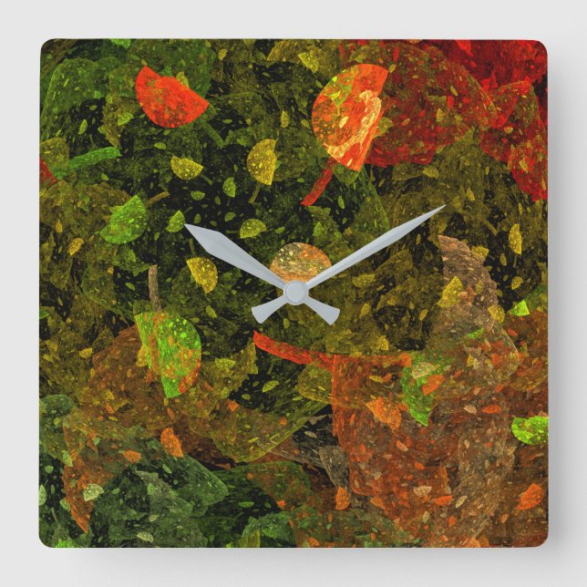 Reloj Cuadrado Autumn colorful decorative design (Anverso)