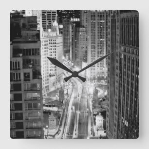 Reloj Cuadrado Avenida del norte de Michigan en Chicago después