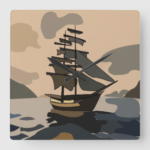 Reloj Cuadrado Aventura del barco pirata pirata