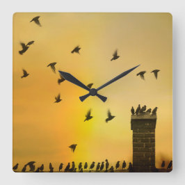 Reloj Cuadrado Aves pequeñas y extravagantes
