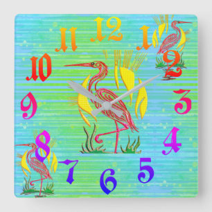 Reloj Cuadrado Aves tropicales