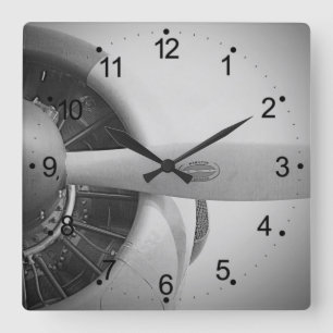 Reloj Cuadrado Avión de hélice de época