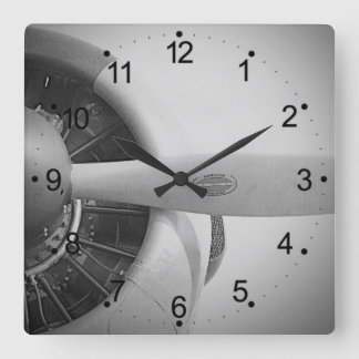 Reloj Cuadrado Avión de hélice de vintage