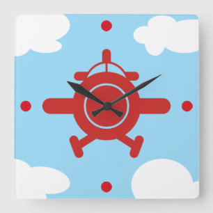 Reloj Cuadrado Avión en el cielo