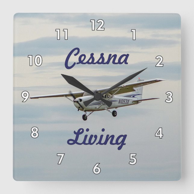 Reloj Cuadrado Avión Guay Cessna Living (Anverso)