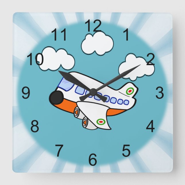 Reloj Cuadrado Avión personalizado (Anverso)