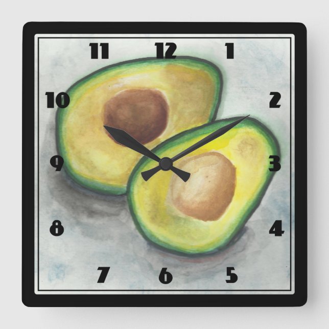 Reloj Cuadrado Avocado in Watercolor (Anverso)