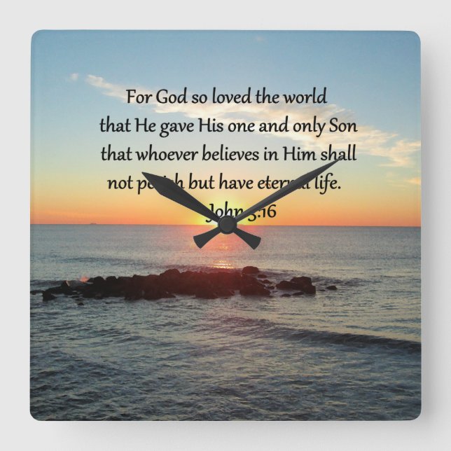 RELOJ CUADRADO AWE-INSPIRING JOHN 3:16 SUNRISE (Anverso)