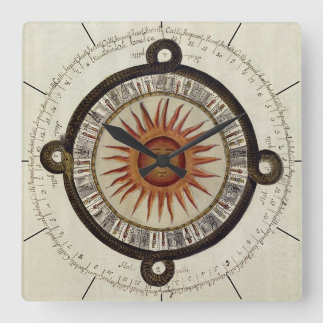 Reloj Cuadrado AZTEC CALENDAR | cronología mexicana antigua (Anverso)