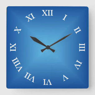 Reloj Cuadrado Azul Angular Ombre árabe o romano numeral