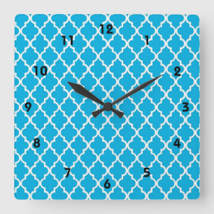 Reloj Cuadrado azul aqua fresco, elegante y clásico de cuatro hoj