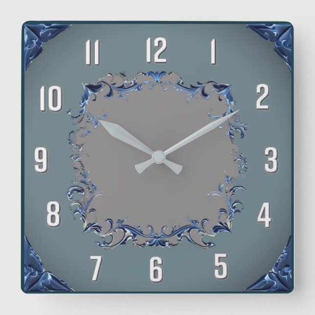 Reloj Cuadrado Azul Art Déco (Anverso)
