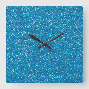 Reloj Cuadrado Azul brillante y purpurina de plata