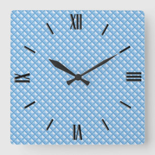 Reloj Cuadrado azul cielo, aspecto de esmalte, cuadrícula de clav