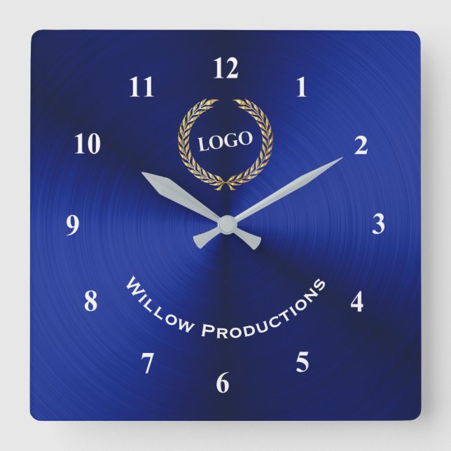 Reloj Cuadrado Azul de logotipo comercial (Anverso)