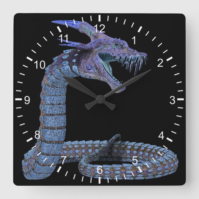Reloj Cuadrado Azul de serpiente (Anverso)