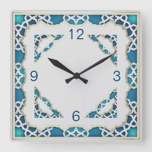 Reloj Cuadrado Azul étnico