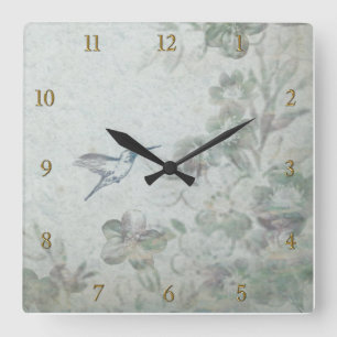 Reloj Cuadrado Azul floral vintage