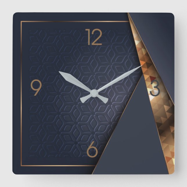 Reloj Cuadrado Azul marino Art Deco (Anverso)