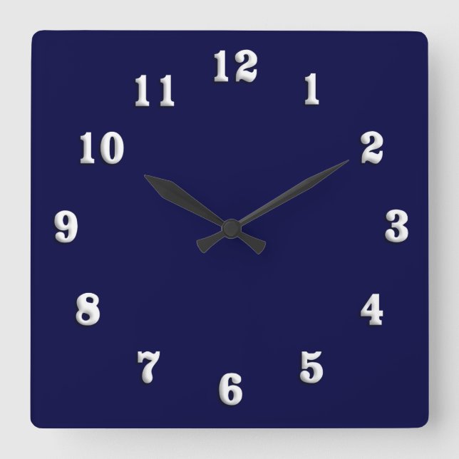 Reloj Cuadrado Azul marino sólido (Anverso)