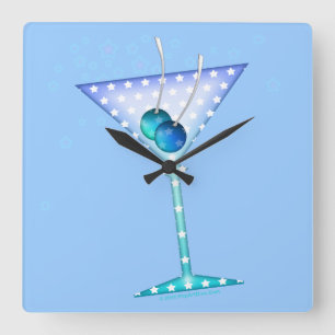 RELOJ CUADRADO AZUL MARTINI WALL CLOCK
