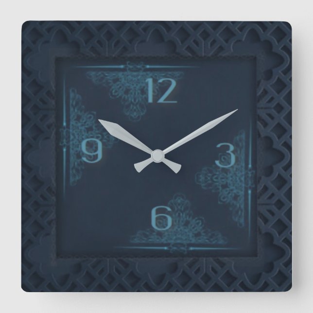 Reloj Cuadrado Azul oscuro (Anverso)