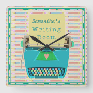 Reloj Cuadrado Azul personalizado sitio del autor de la escritura