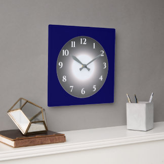 Reloj Cuadrado Azul Profundo con Centro Gris Plateado Iluminado