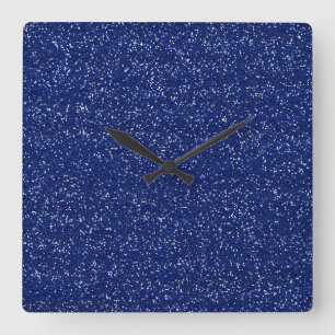 Reloj Cuadrado Azul Real Brillante y Purpurina de Plata