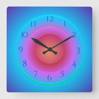 Reloj Cuadrado Azul Rosa Melocotón Con Efecto de Brillo Acuático