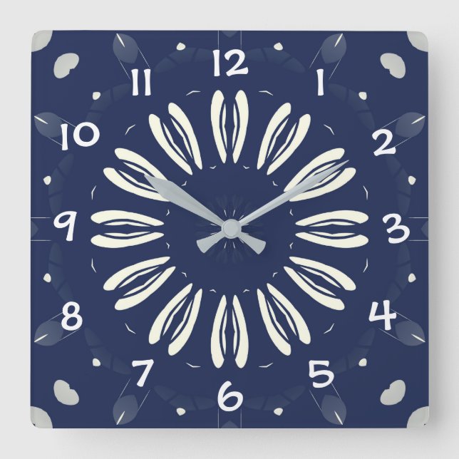 Reloj Cuadrado Azul y blanco (Anverso)