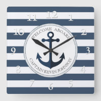 Azul y blanco rayado con ancla personalizada la