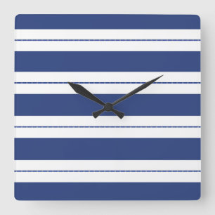 Reloj Cuadrado Azul y blanco rayados