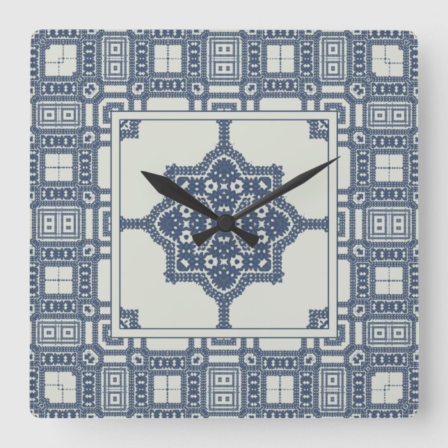 Reloj Cuadrado Azulejos marroquíes   (Anverso)