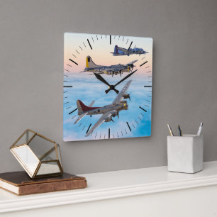 RELOJ CUADRADO B-17 VOLANTE FORTRESS BOMBER SQUADRON