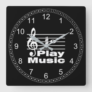 Reloj Cuadrado B Notación Musical Sharp