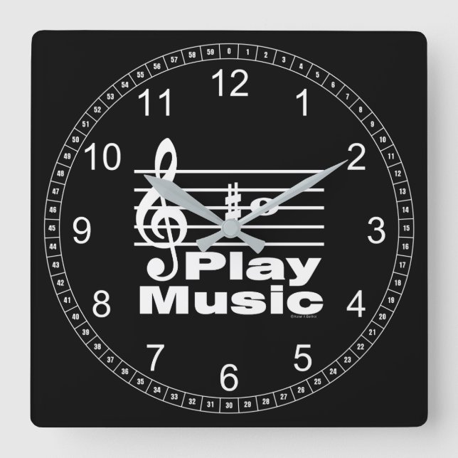 Reloj Cuadrado B Notación Musical Sharp (Anverso)