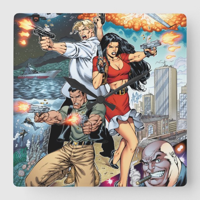 Reloj Cuadrado B@stard Stew Action Adventure Art de Al Rio (Anverso)