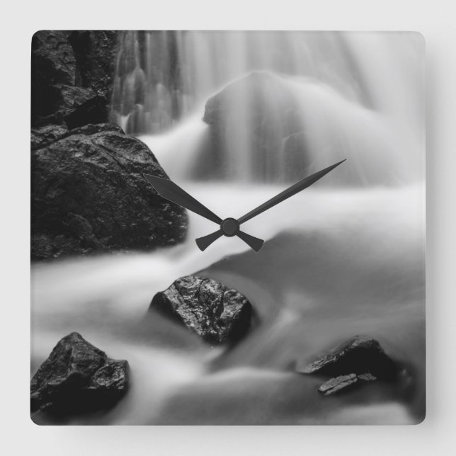 Reloj Cuadrado B&W waterfall, California (Anverso)