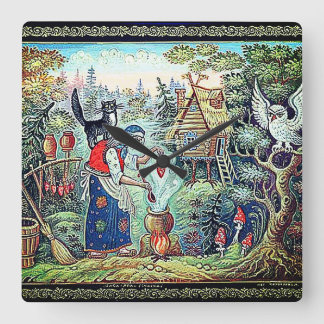 RELOJ CUADRADO BABA JAGA RUSSIAN FOLKLORE  SQUARE WALL CLOCK