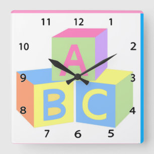 Reloj Cuadrado Baby Blocks Wall Clock